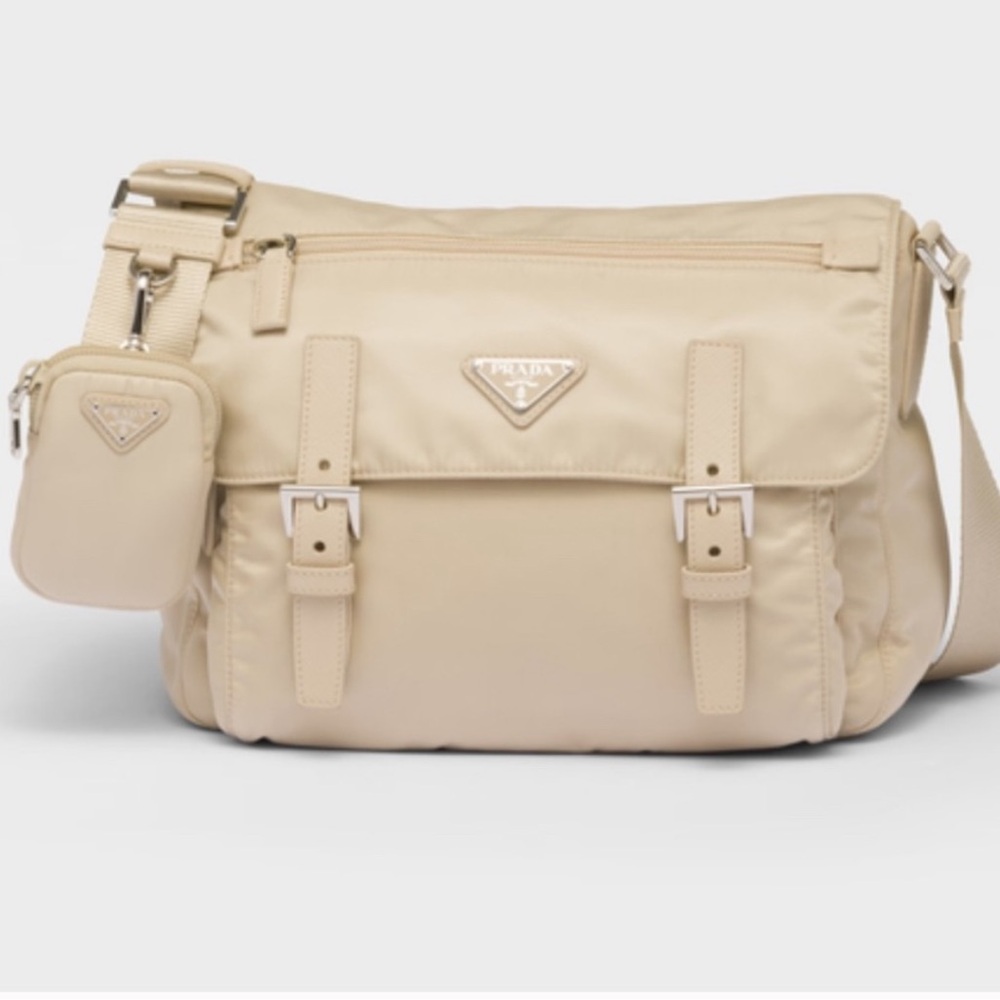 LN Prada Re Nylon Beige Desert Crossbody Messenger Bag